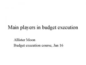 Main players in budget execution Allister Moon Budget