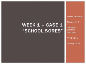 Pawan Dhaliwal WEEK 1 CASE 1 SCHOOL SORES