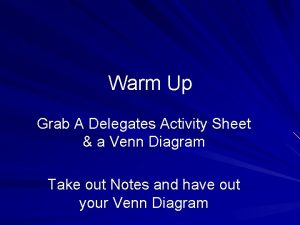 Warm Up Grab A Delegates Activity Sheet a