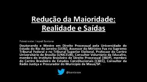 Reduo da Maioridade Realidade e Sadas Palestrante Irapu