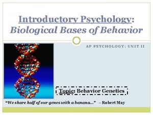 Introductory Psychology Biological Bases of Behavior AP PSYCHOLOGY