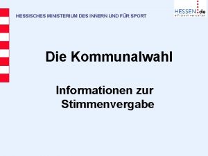 HESSISCHES MINISTERIUM DES INNERN UND FR SPORT Die