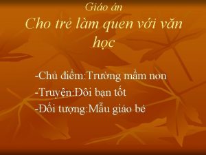 Gio n Cho tr lm quen vi vn