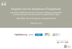 Enqute sur les situations dinaptitude auprs des tablissements