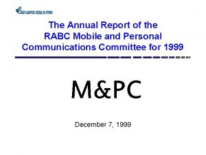 The Annual Report of the RABC Mobile and