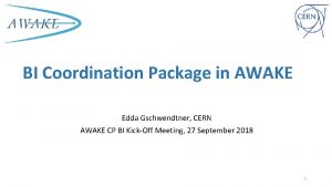 BI Coordination Package in AWAKE Edda Gschwendtner CERN