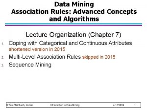 Data Mining Association Rules Advanced Concepts and Algorithms
