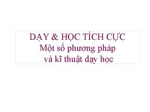 DY HC TCH CC Mt s phng php