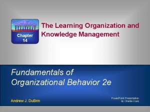 Chapter 14 The Learning Organization and Knowledge Management