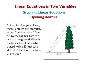 Linear Equations in Two Variables Graphing Linear Equations
