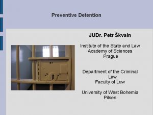 Preventive Detention JUDr Petr kvain Institute of the