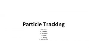 Particle Tracking Group 3 A Gamelin G Baranov