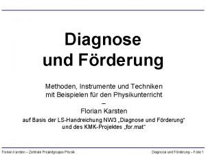 Diagnose und Frderung Methoden Instrumente und Techniken mit