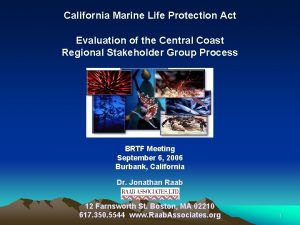 California Marine Life Protection Act Evaluation of the
