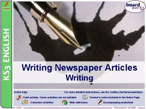Writing Newspaper Articles Writing Icons key For more