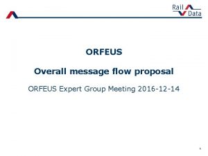 ORFEUS Overall message flow proposal ORFEUS Expert Group