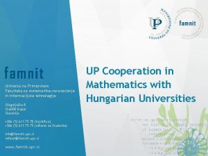 Univerza na Primorskem Fakulteta za matematiko naravoslovje in