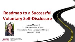 Roadmap to a Successful Voluntary SelfDisclosure Jessica Mangubat