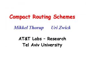 Compact Routing Schemes Mikkel Thorup Uri Zwick ATT