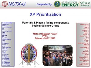 NSTXU Supported by XP Prioritization Coll of Wm