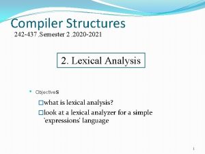 Compiler Structures 242 437 Semester 2 2020 2021