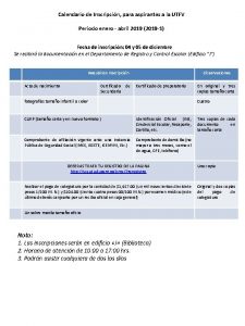 Calendario de Inscripcin para aspirantes a la UTFV