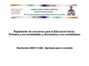 Reglamento de concursos para la Educacin Inicial Primaria