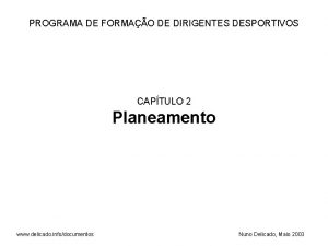 PROGRAMA DE FORMAO DE DIRIGENTES DESPORTIVOS CAPTULO 2