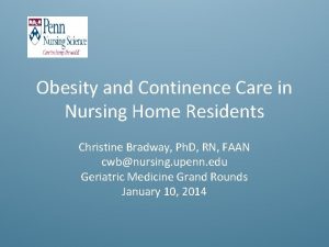 Obesity and Continence Care in Nursing Home Residents