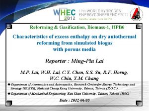 Reforming Gasification Biomass1 HPB 6 Characteristics of excess