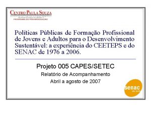 Polticas Pblicas de Formao Profissional de Jovens e