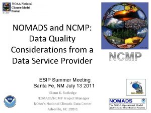 NCMP NOAA National Climate Model Portal NOMADS and