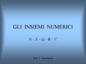 GLI INSIEMI NUMERICI NZQRC Prof V Scaccianoce LINSIEME