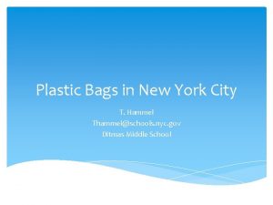 Plastic Bags in New York City T Hammel