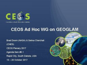 Committee on Earth Observation Satellites CEOS Ad Hoc