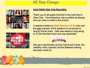 All Year Groups Sport Relief Glee Club Recording