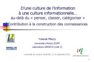 Dune culture de linformation une culture informationnelle audel