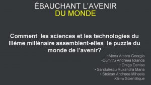 BAUCHANT LAVENIR DU MONDE Comment les sciences et