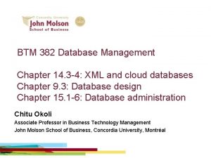 BTM 382 Database Management Chapter 14 3 4