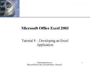XP Microsoft Office Excel 2003 Tutorial 8 Developing