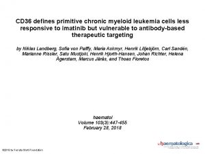 CD 36 defines primitive chronic myeloid leukemia cells