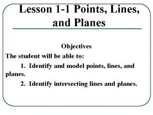 Lesson 1 1 Points Lines and Planes Objectives