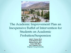 The Academic Improvement Plan an Inexpensive Buffet of