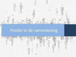 Positie in de samenleving Waar zitten de fouten