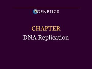 CHAPTER DNA Replication Semiconservative DNA Replication 1 Watson