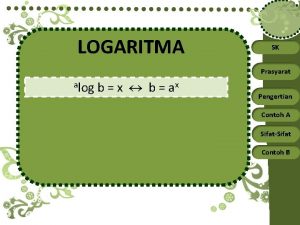 LOGARITMA SK Prasyarat alog b x b ax