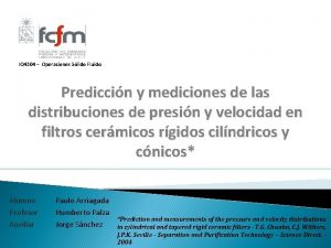 IQ 4304 Operaciones Slido Fluido Prediccin y mediciones