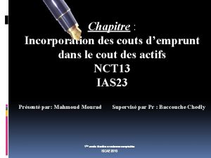 Chapitre Incorporation des couts demprunt dans le cout