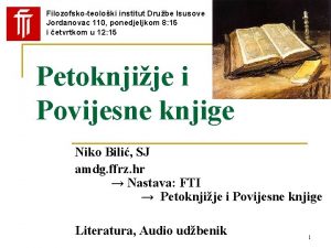 Filozofskoteoloki institut Drube Isusove Jordanovac 110 ponedjeljkom 8