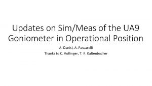 Updates on SimMeas of the UA 9 Goniometer